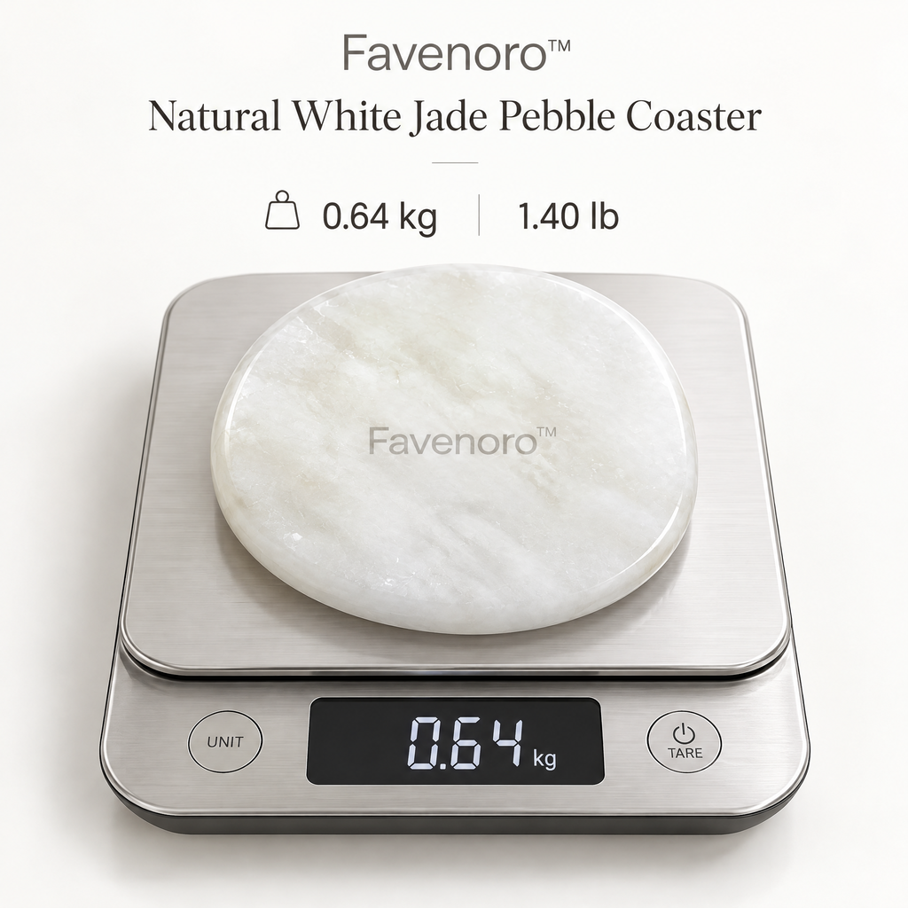 Favenoro™ Natural White Jade Pebble Drink Coaster