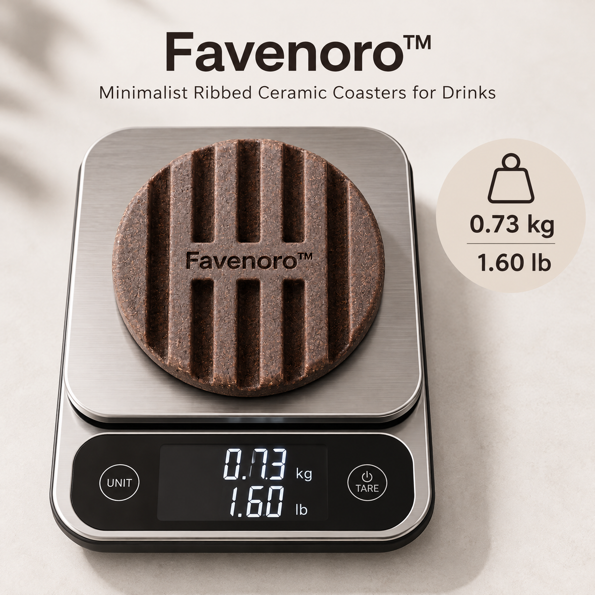 Favenoro™ Minimalist Ribbed Ceramic Drink Coaster Set