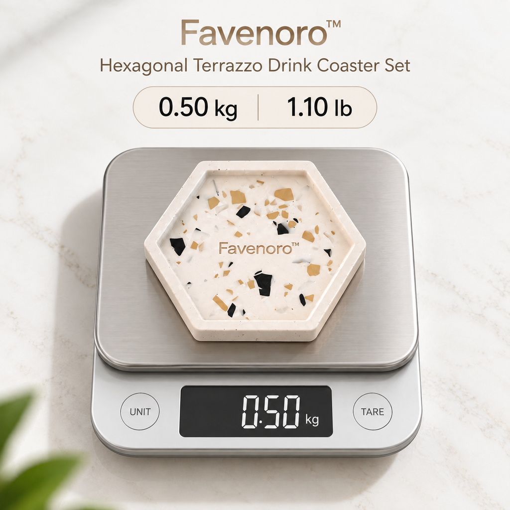Favenoro™ Hexagonal Terrazzo Drink Coaster Set