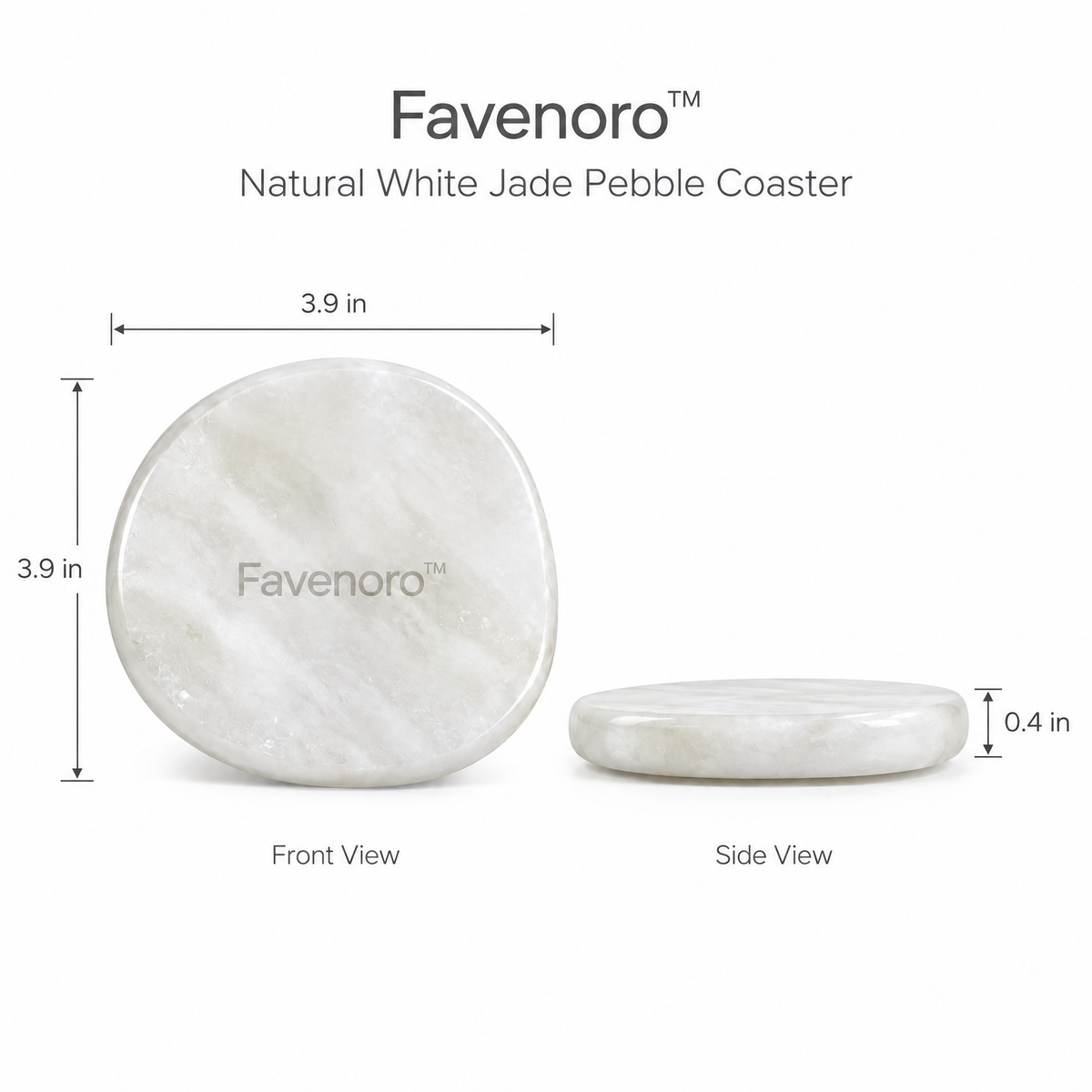 Favenoro™ Natural White Jade Pebble Drink Coaster